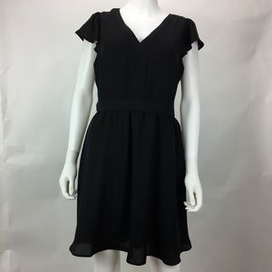 Maison Jules A-Line Dress Black Sheer Cap Keyhole